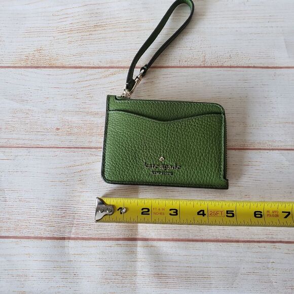 Kate Spade Leila Pebbled Leather Small Wristlet Card Holder Kelp Forest Green - Picture 9 of 9